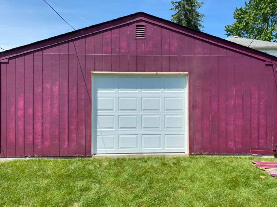 white short panel traditional garage door